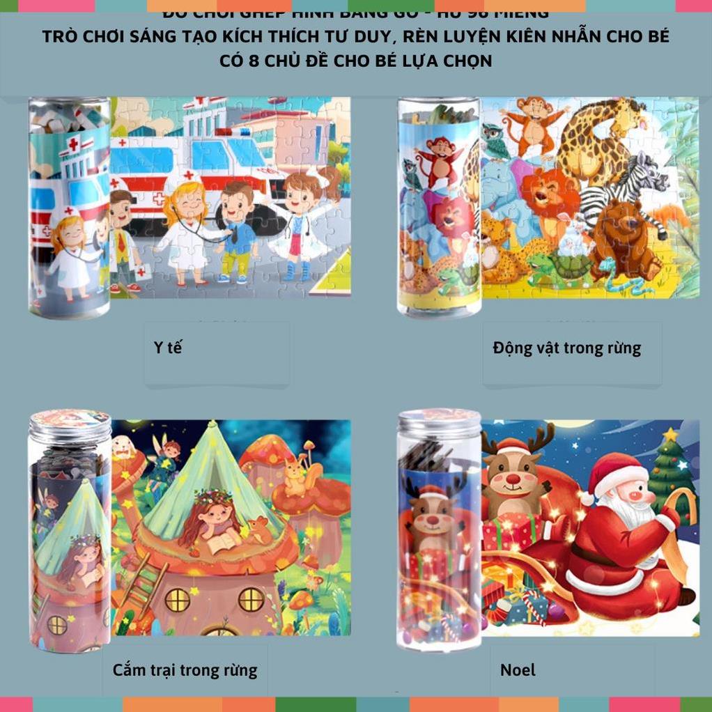 Hoả tốc-Video- Hũ Tranh Ghép 96 mảnm 8 Chủ đề cho bé luyện tập trung sáng tạo và kiên nhẫn