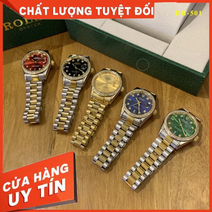 (Thẻ bảo hành 12 tháng) (Rolex.viền trơn) Đồng hồ nam ROLEX - hàng cao cấp -dây đúc đặc, không bay màu- Bảo hành 12 thán