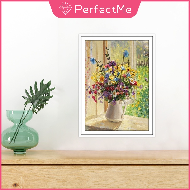 Bộ tranh đính đá tự làm 30x 40cm họa tiết hoa mùa hè