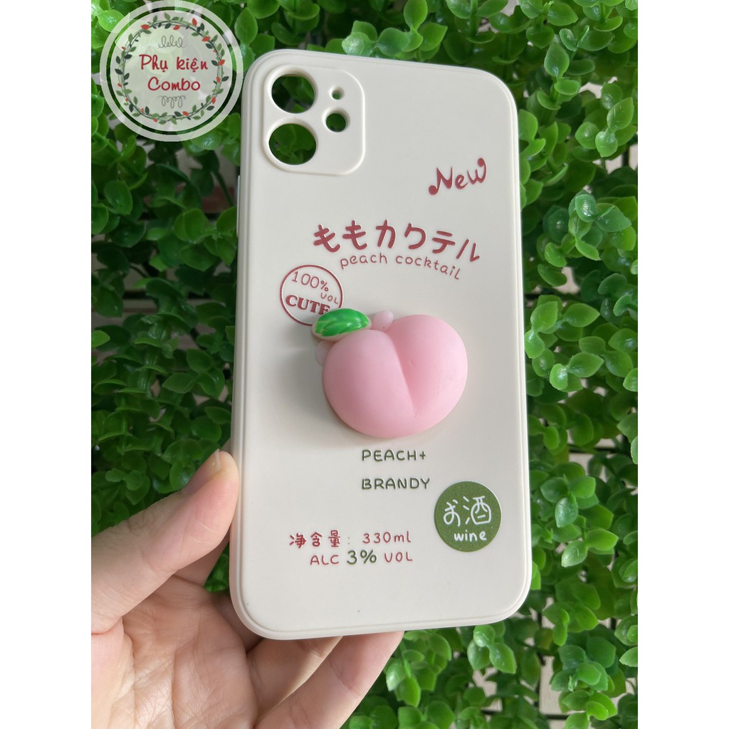 Ốp Lưng iphone gắn Mochi Trái đào từ iPhone 7 Plus đến iPhone 12 Promax siêu dễ thương