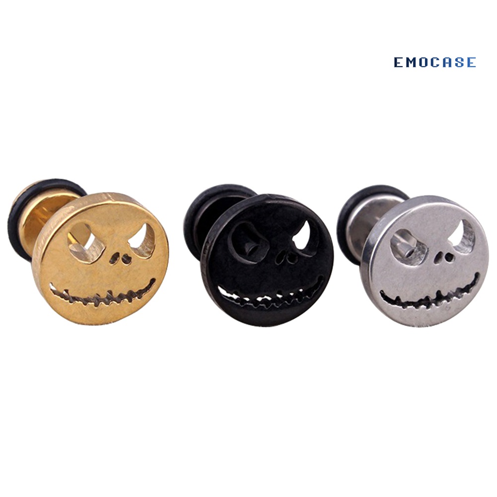 1 Khuyên Tai Thép Titan Hình Đầu Lâu Phong Cách Halloween Cá Tính