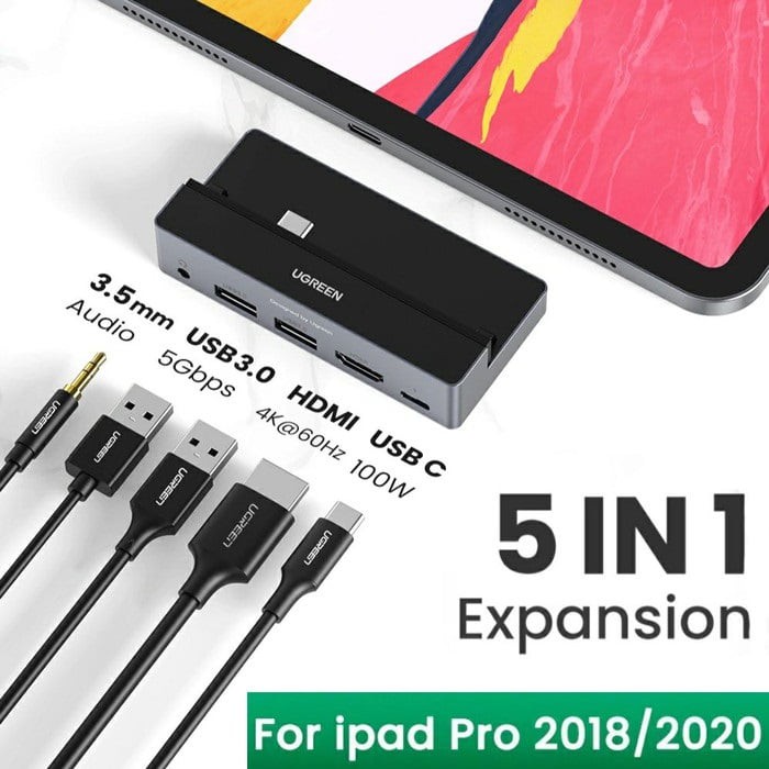 HUB USB-C 5 in 1 Ugreen 70688 (Dành cho iPad Pro) HD 4K@60Hz Chính Hãng CM317