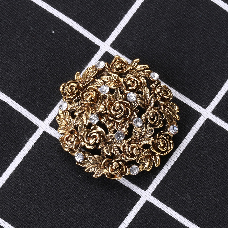 Ghim Cài Áo Hình Hoa Hồng Đính Đá Phong Cách Retro