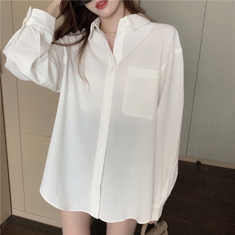 MỚI Áo sơ mi tay dài dáng rộng phong cách retro Hàn Quốc