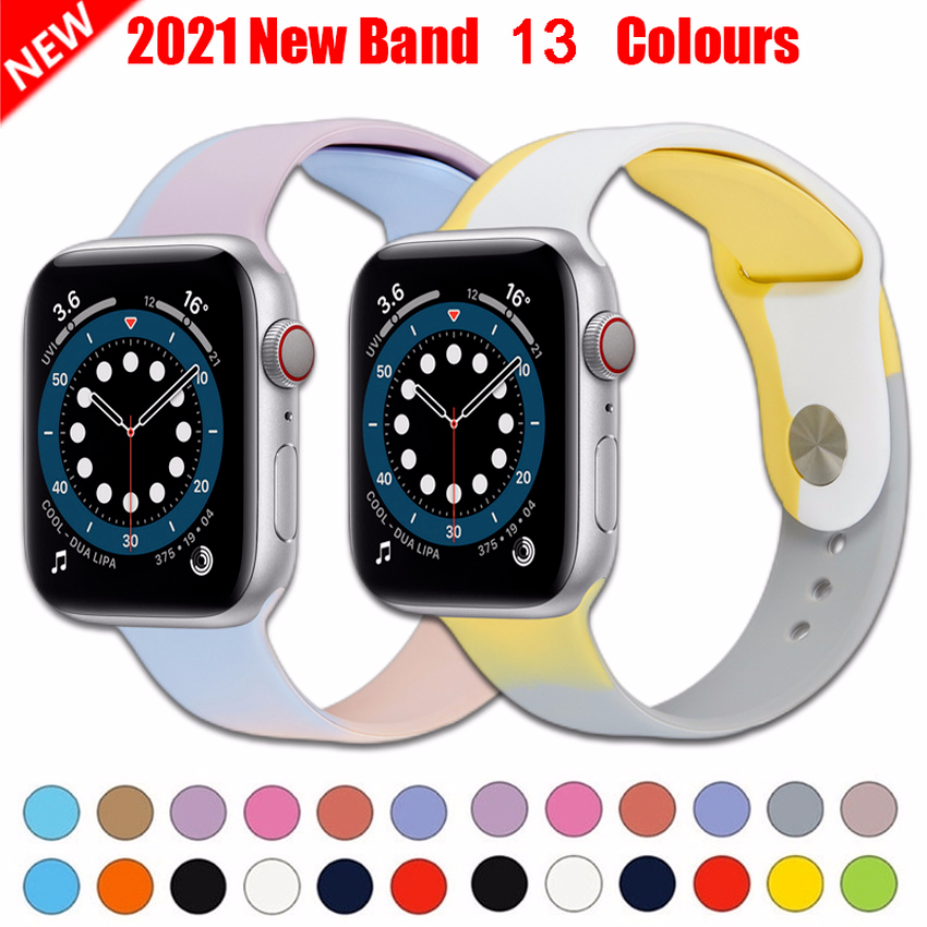 Dây đeo đồng hồ thông minh thay thế bằng silicon cho Apple Watch Series 7 6 SE 5 4 3 2 1 44mm 40mm 42mm 38mm