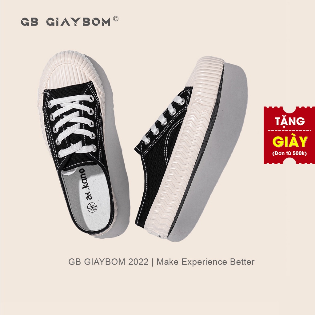 Giày Sục Thể Thao Nữ, Sneaker Hở Gót Đế Bệt Vải Canvas Trơn 3 Màu Vàng Đen Trắng Thời Trang giayBOM B1566