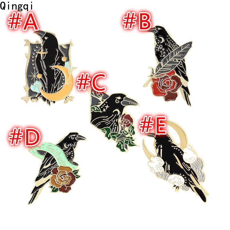 Ghim Cài Áo MISS ZOE Hình Quạ Đen Phối Lông Vũ Thời Trang Cho Nữ