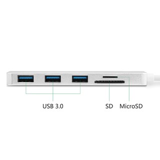 [COD Ready Stocks]Type-C 3-Port USB3.0 Hub Adapter Data SD Slot Card Reader