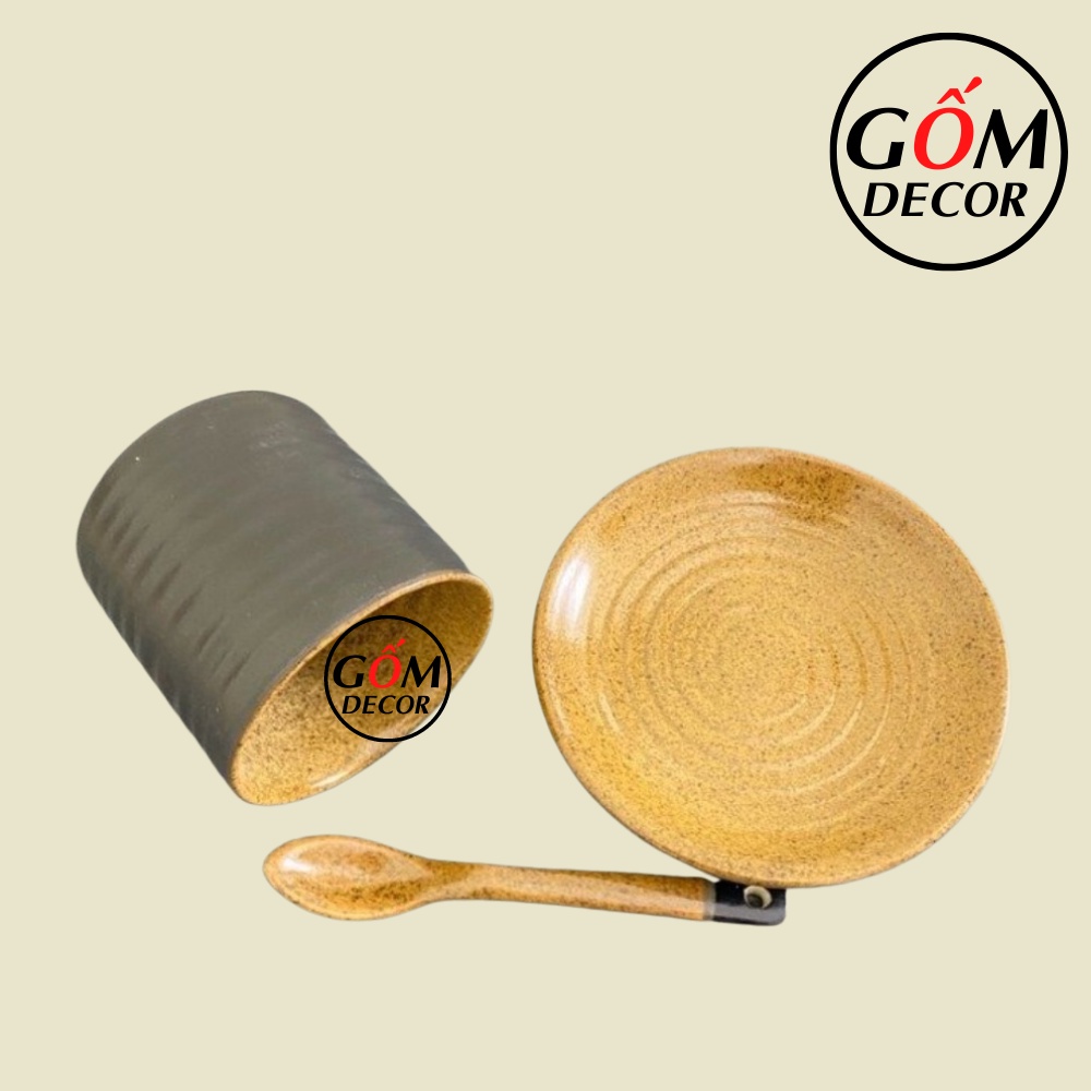 Set cốc uống cà phê trụ gốm Bát Tràng cao cấp 2 size
