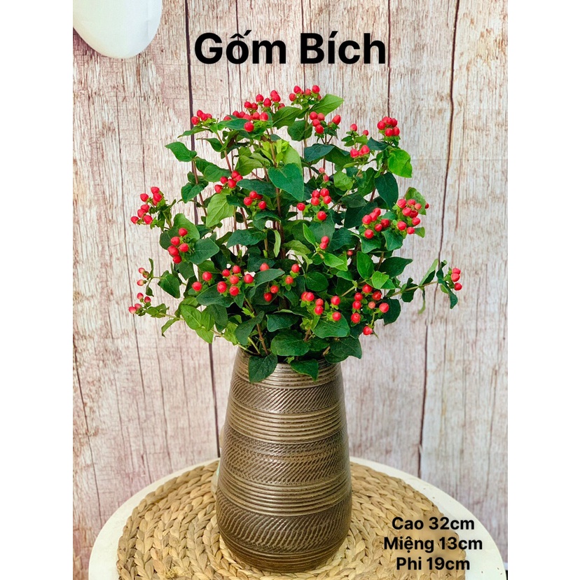 Bình Hoa Lọ Hoa Dáng Giọt Nước Men Mộc Cao 32cm Gốm Sứ Bát Tràng - Gốm Bích