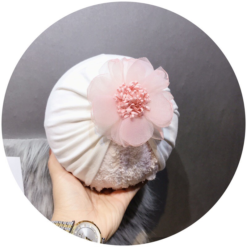 mũ coton trắng đính hoa( 5-10kg)