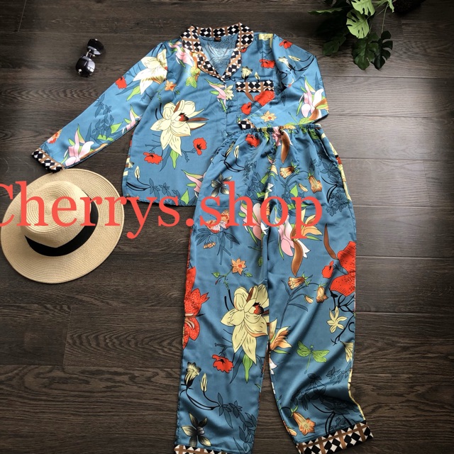 set đồ bộ pijama lụa satin tay dài quần dài họa tiết tết 2020 | BigBuy360 - bigbuy360.vn