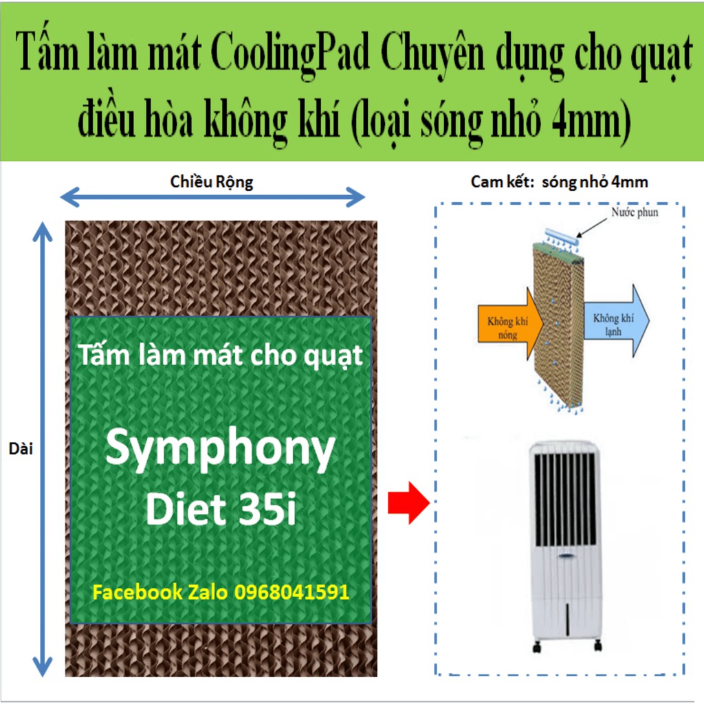 Tấm làm mát Cooling pad chuyên dụng cho quạt điều hòa Symphony Diet 35i