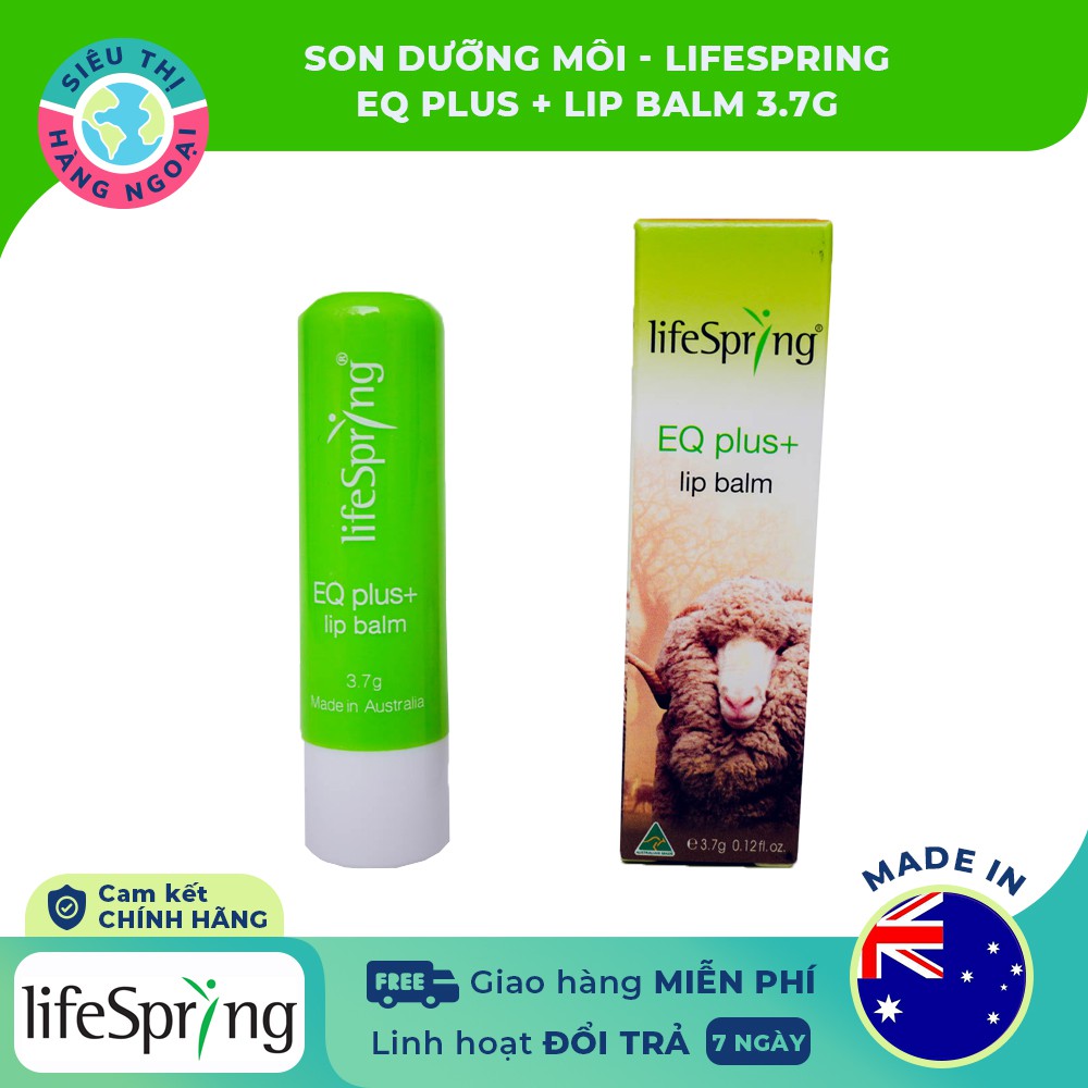 Son dưỡng môi Lifespring EQ Plus+ Lip Balm[Giúp môi mềm mại hơn, làm dịu môi khô và môi nứt nẻ] Hàng ÚC