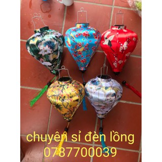 Đèn lồng Hội an trang trí vải phi Hoa 3D củ tỏi siêu xinh 30cm