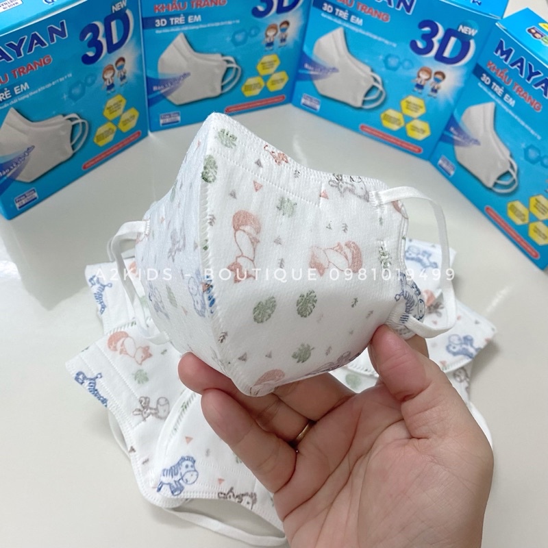 Khẩu Trang Cao Cấp 3D Mayan Kids PM2.5 4 Lớp Cho Bé Từ 3-11 Tuổi
