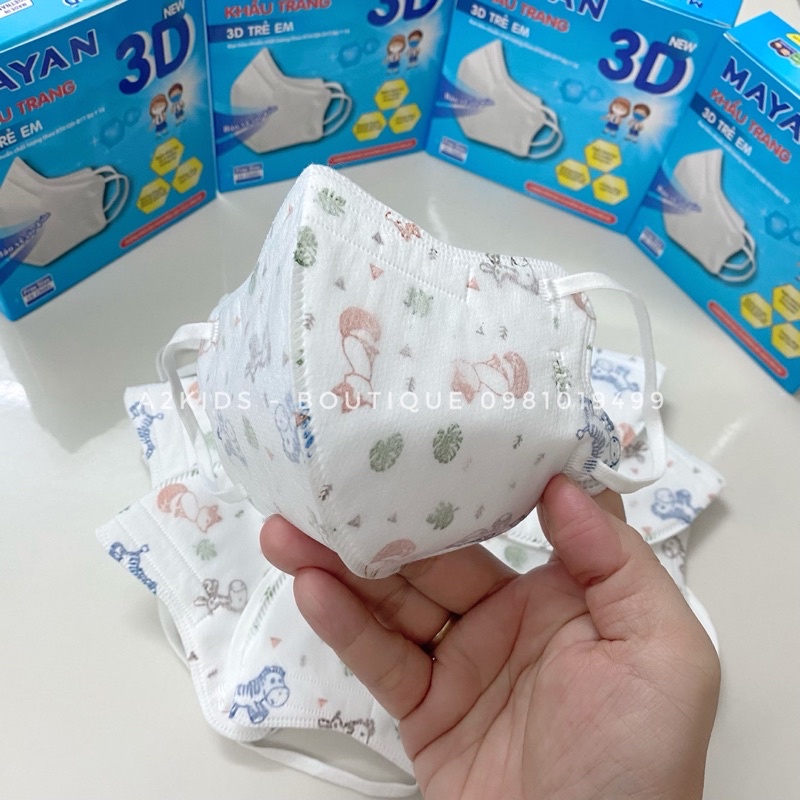 Khẩu Trang Cao Cấp 3D Mayan Kids PM2.5 4 Lớp Cho Bé Từ 3-11 Tuổi Gói 5 Cái