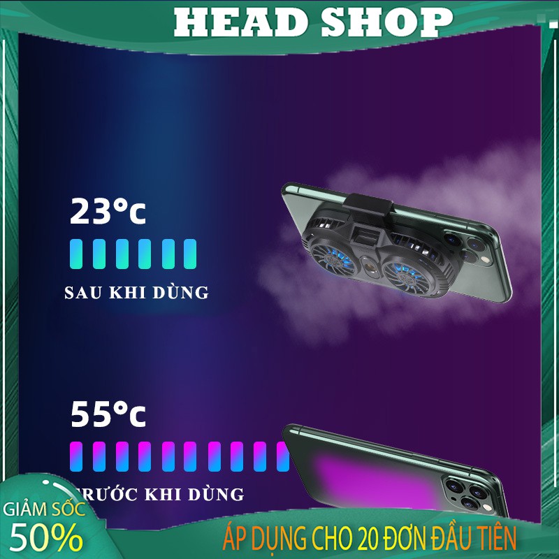 Quạt tản nhiệt điện thoại 2 quạt sò nóng lạnh memo AH102 Gaming giá rẻ HEADSHOP