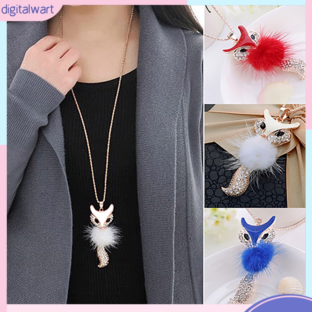 Dây chuyền dài mặt hồ ly phối bông tua rua mềm mịn sang trọng cá tính dành cho nữ