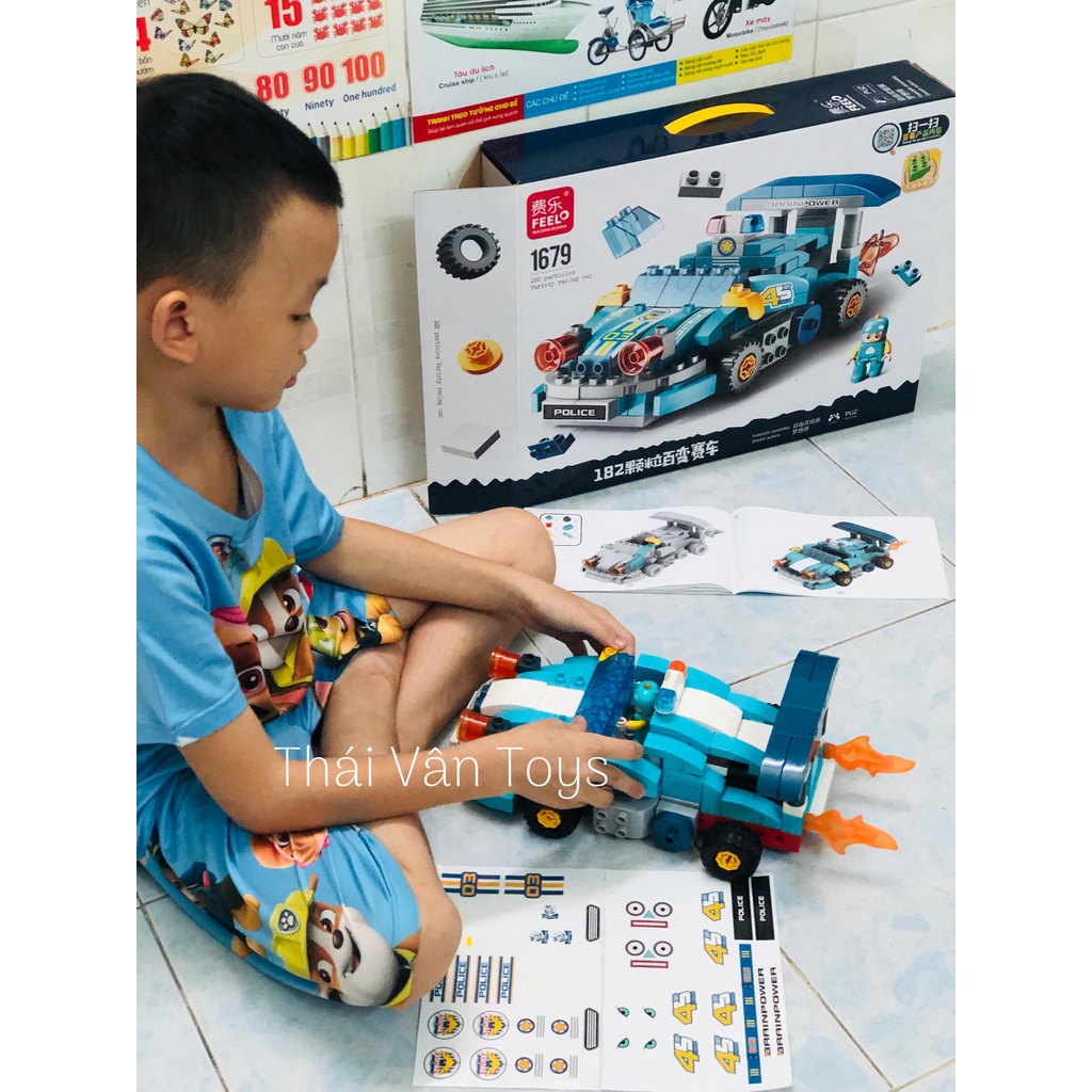 Lego Lắp Ráp Xe Đua siêu to 182 chi tiết Hãng Feelo xịn đẹp