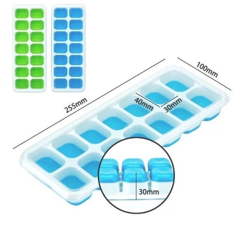 Khay trữ đông đế silicon có nắp đậy cho bé ăn dặm, khay trữ đá