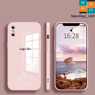 Ốp Lưng Iphone Viền Vuông Lưng Kính Cường Lực,Bảo Vệ Camera 7plus,8Plus,x,xs,xsmax,11,11promax,12,12promax