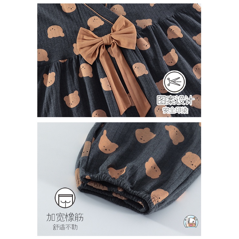 Bộ Đồ Ngủ Tay Ngắn Chất cotton Phong Cách kimono Nhật Bản Dễ Thương Thời Trang Cho Nữ