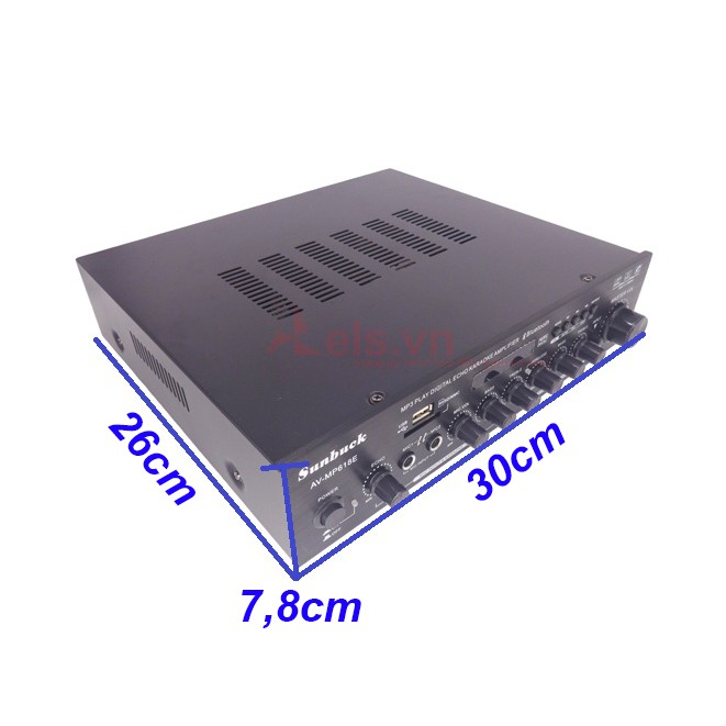 Ampli Karaoke Bluetooth Sunbuck MP618E Tặng Kèm 2 Mic Không Dây