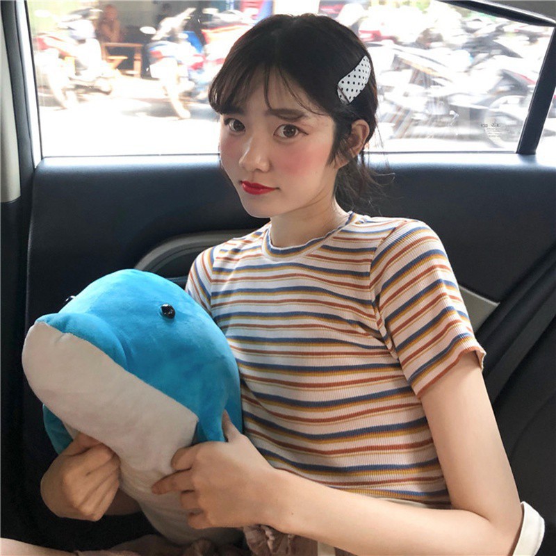 [Mã 11FASHIONSALE1 giảm 10K đơn 50K] Áo thun ngắn tay/ áo phông kẻ cổ tròn dáng ôm body nhiều màu freesize dễ mix đồ | BigBuy360 - bigbuy360.vn