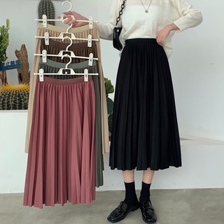 Chân Váy Đen Dáng Chữ A Lưng Cao Xếp Ly Thời Trang Mùa Thu 2021 Cho Nữ