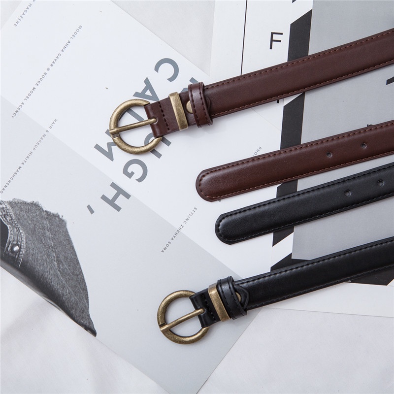 Thắt Lưng Da Pu Mỏng Kiểu Retro Hàn Quốc Dễ Phối Đồ
