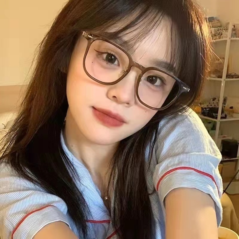 Kính cận có độ  0.5~6.0 Kính Chống Ánh Sáng Xanh Gọng Vuông Lớn Thời Trang Hàn Quốc Cho Nữ，kính thời trang nữ