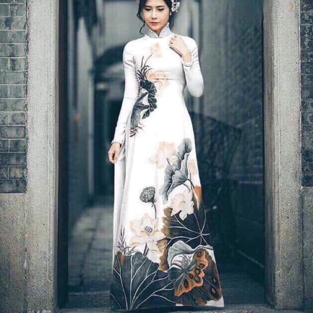 Áo dài lụa tằm in 3D