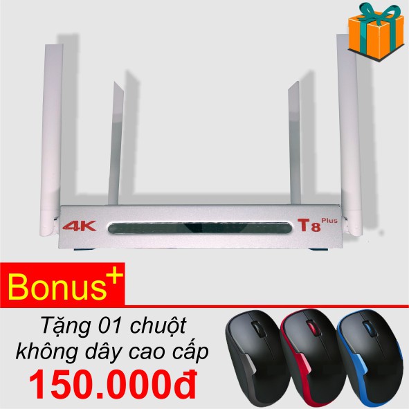 Android box TeleBox T8 Plus 4 râu ( bạc ) - Tặng chuột wifi cao cấp