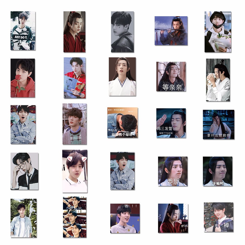 Set 50 miếng dán trang trí laptop chống thấm nước hình ngôi sao Xiao Zhan Trung Hoa dễ thương