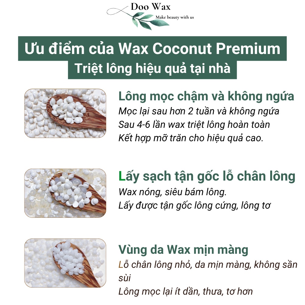 Sáp wax lông nóng cao cấp Coconut nhũ trong siêu bám lông - wax lông nách lông chân râu bikini