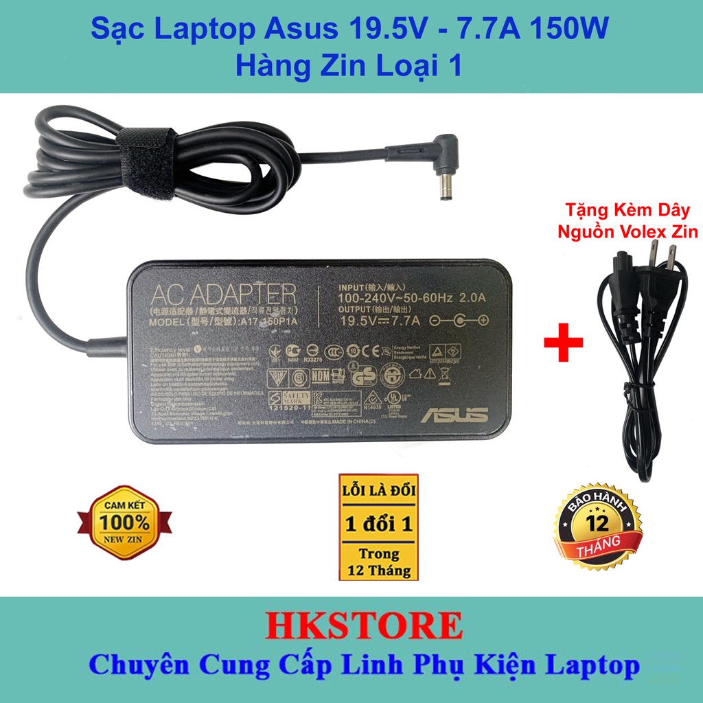 Sạc Laptop Asus 19.5V-7.7A 150W Asus G53SX G74SX G53 G74 K580P G73 K470P G71GS G73JH N71Y FX504 GL503 GL703