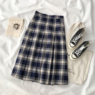 (Sẵn L) Chân váy kẻ ô dáng dài Vintage Hàn Quốc (ORDER)- Có ảnh thật
