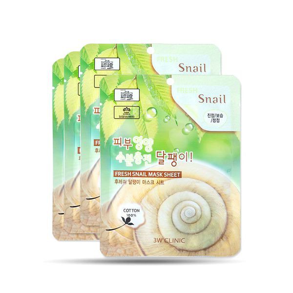 Mặt nạ Ốc Sên dưỡng ẩm giảm thâm 3W CLINIC FRESH SNAIL MASK SHEET 23ml - Hàn Quốc Chính Hãng