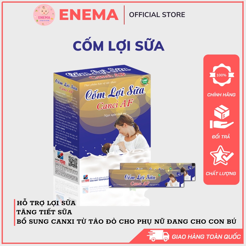 Cốm lợi sữa Canxi AF giảm tắc sữa, hỗ trợ lợi sữa, tăng tiết sữa và chất lượng sữa Mẹ hộp 24 gói