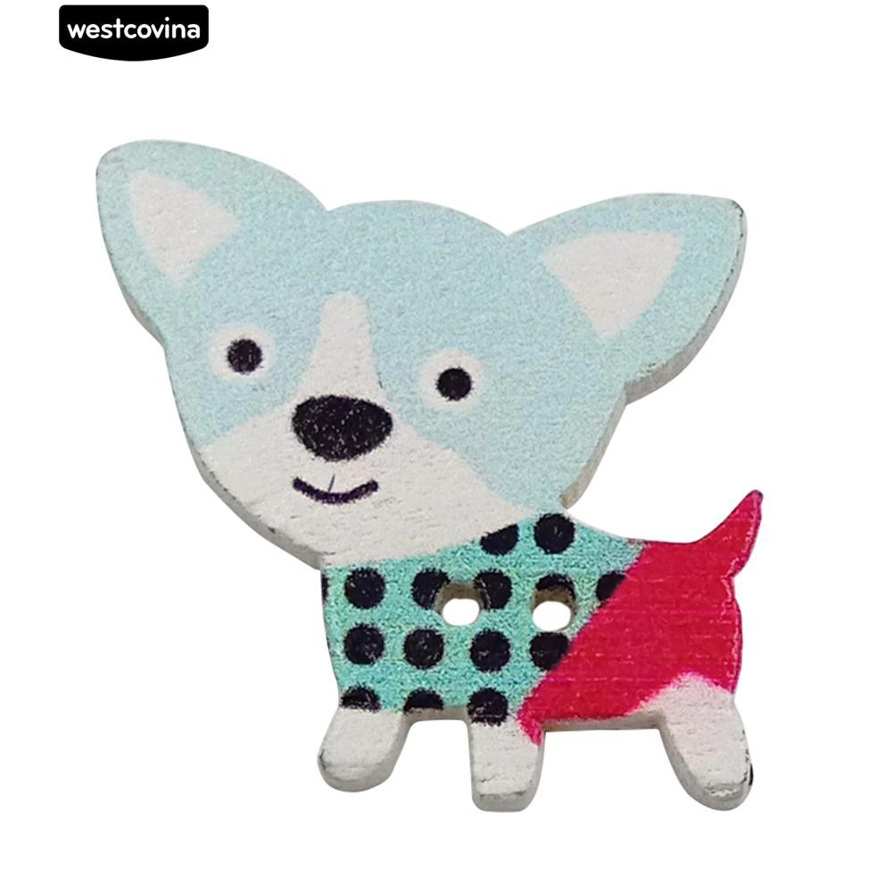 50 Cúc gỗ hình chú cún xinh xắn dùng để trang trí đồ dùng thủ công