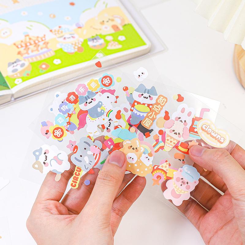 Set 100 tấm sticker/nhãn dán chủ đề CÔNG VIÊN RẠP XIẾC CAM chất liệu PET PVC chống thấm nước