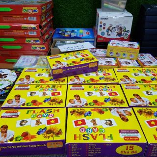 Bộ thẻ học thông minh song ngữ 15 chủ đề kích thước to 12x16