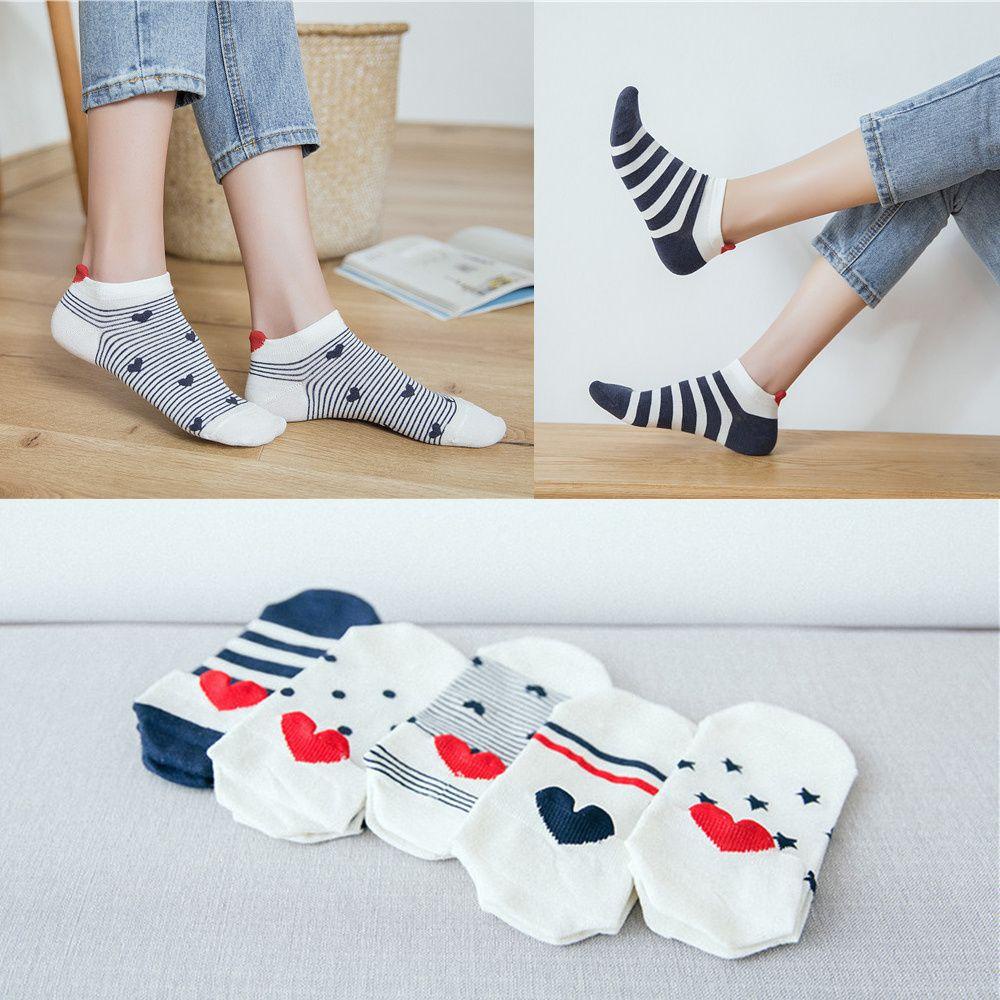 Vớ Thuyền Cổ Thấp In Họa Tiết Tai Động Vật / Trái Tim Màu Đỏ