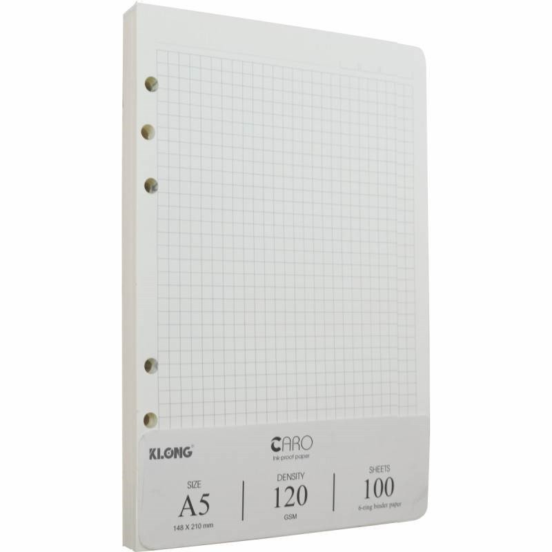 Ruột giấy Klong refill sổ còng Caro, chấm bi 6 lỗ A5 - 100 tờ định lượng 120gsm, planner, bullet journal; MS: 996/997