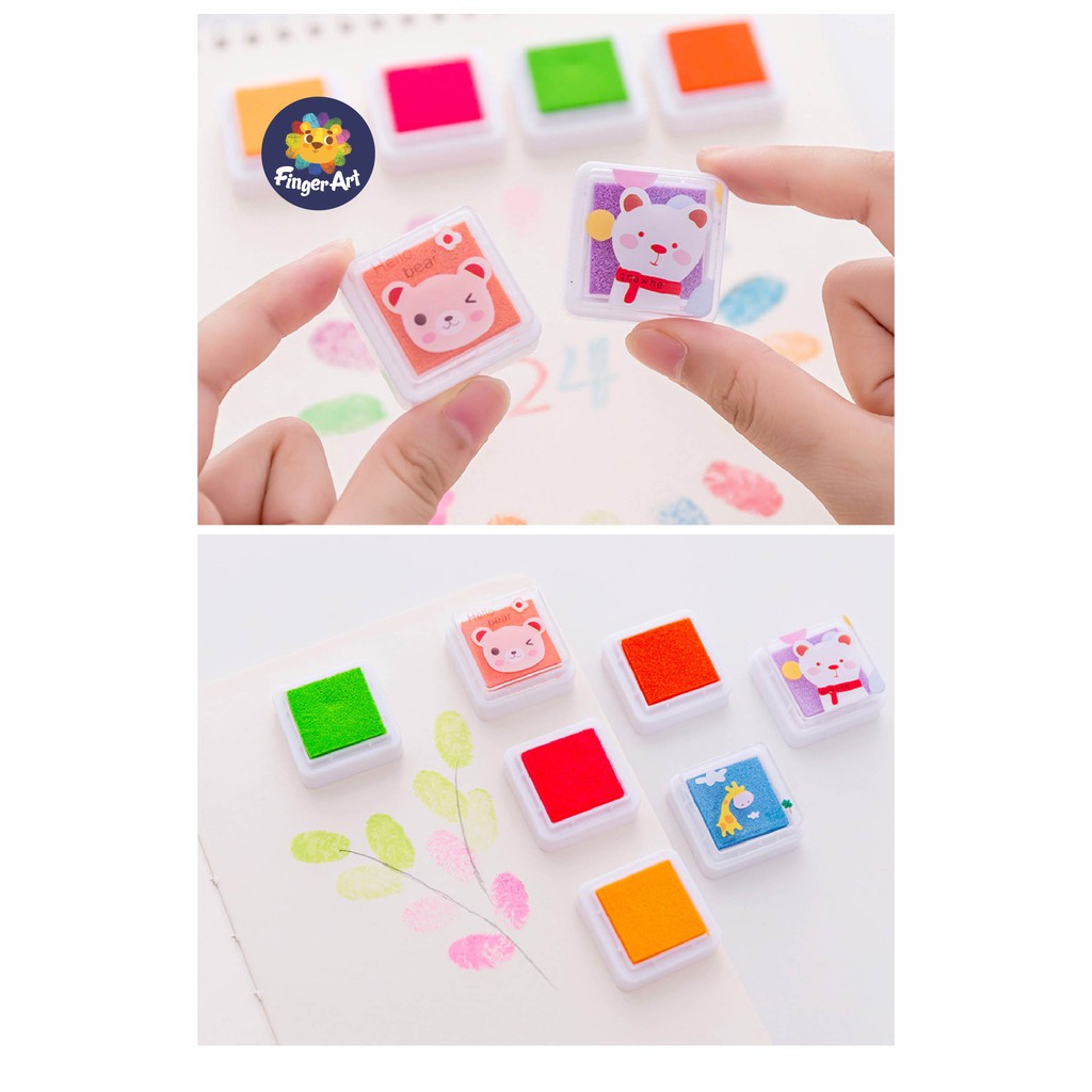 Bộ 12/24 Hộp Màu Vẽ Vân Ngón Tay Kèm Bộ Tranh Cho Bé Phát Huy Khả Năng Sáng Tạo