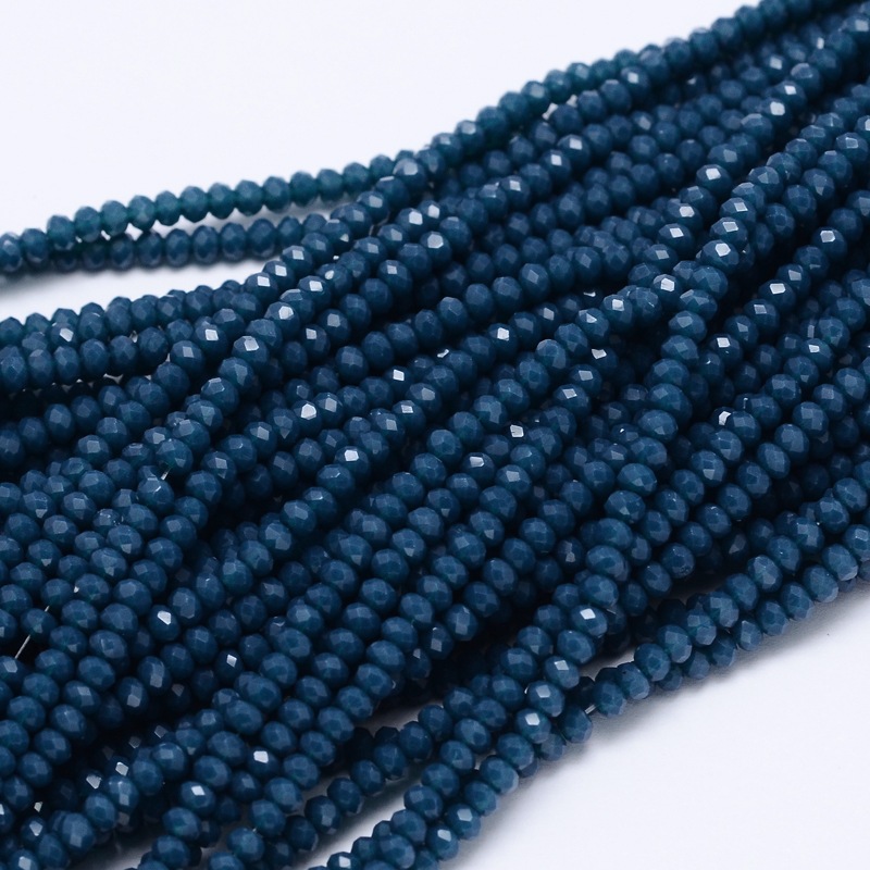 130pcs Faceted Rondelle Glass Beads Strands Marine Blue 3.5~4x2.5~3mm Hole: 0.8mm about 130~140pcs/strand 15.1 inch