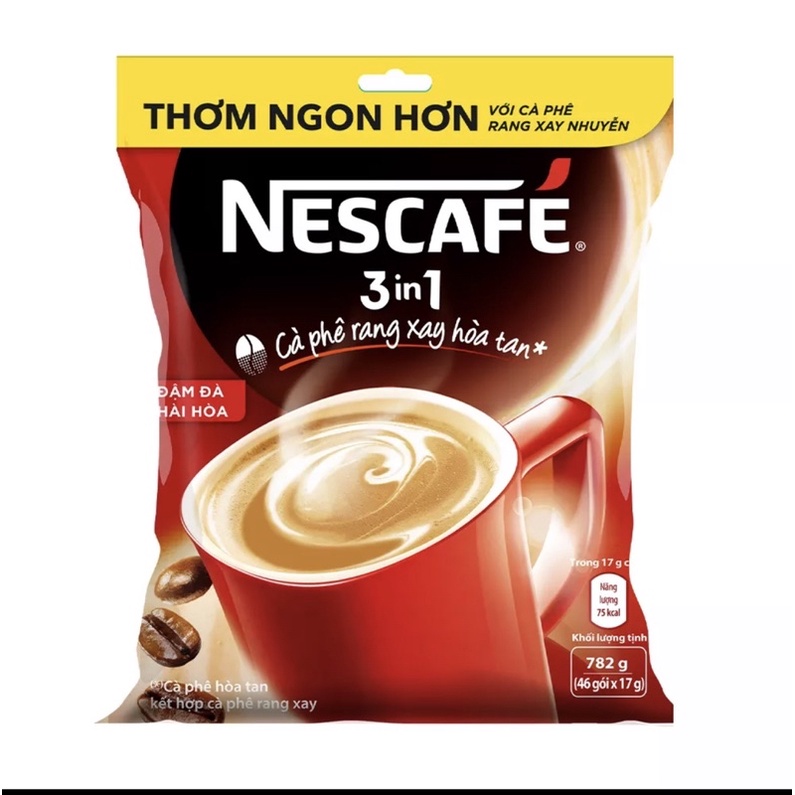 Cafe/ cà phê rang xay hòa tan Nescafé 3 in 1 đậm đà hài hòa 46 gói - Date 2022