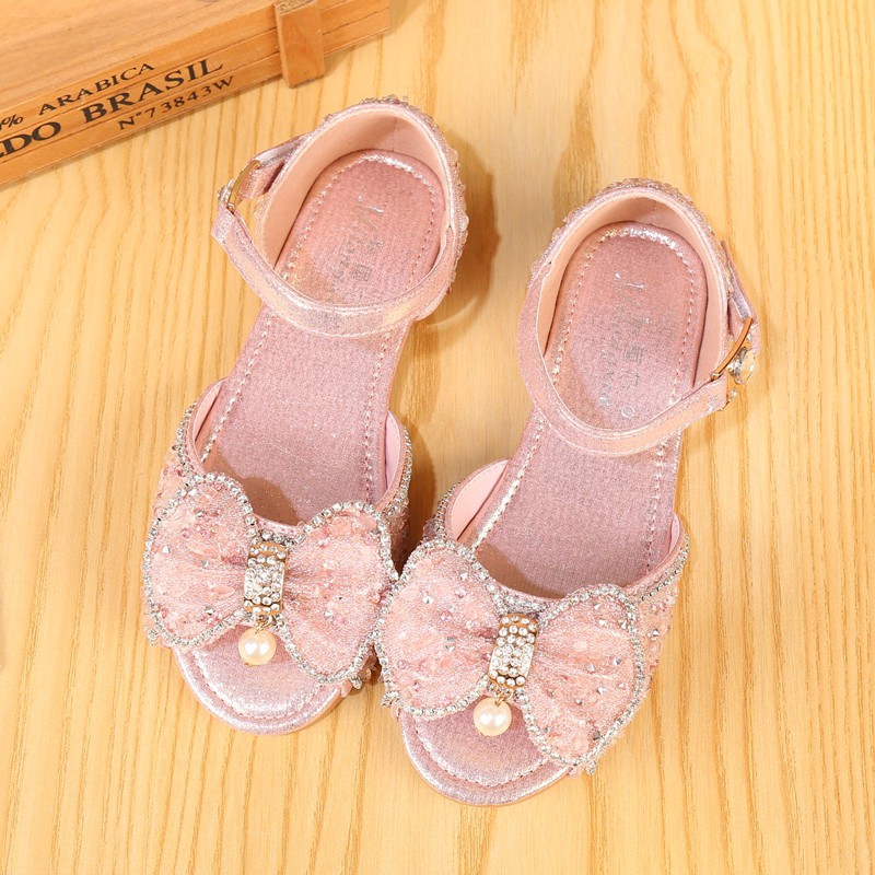 Giày sandal đính đá lấp lánh kiểu dáng công chúa cho bé gái 3-10 tuổi đi học, đi chơi