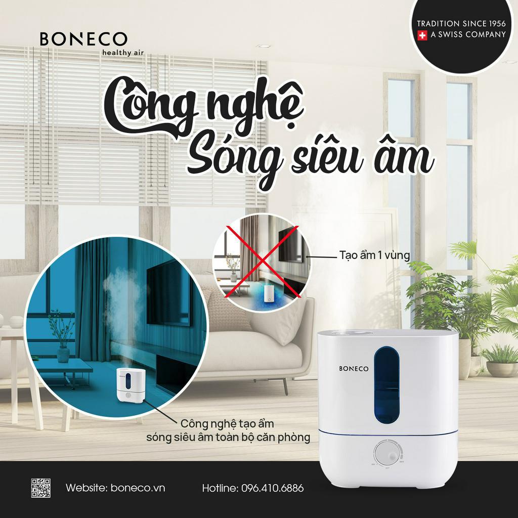 Máy Phun Sương Tạo Độ Ẩm Thụy Sỹ BONECO U200 Sương NaNo Tinh Khiết, Khuếch Tán Xông Tinh Dầu Thơm- Bảo Hành 24 Tháng